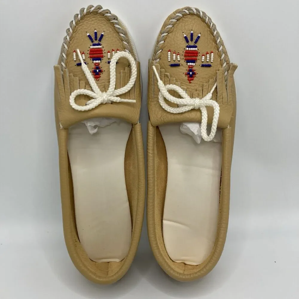 Made In USA Thunderbird Boat Moccasins Ladies Women’s Size 8.5 Leather 24 6275